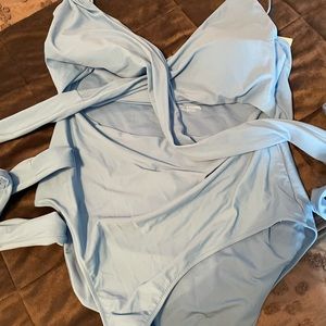 New blue aerie wrap around one piece